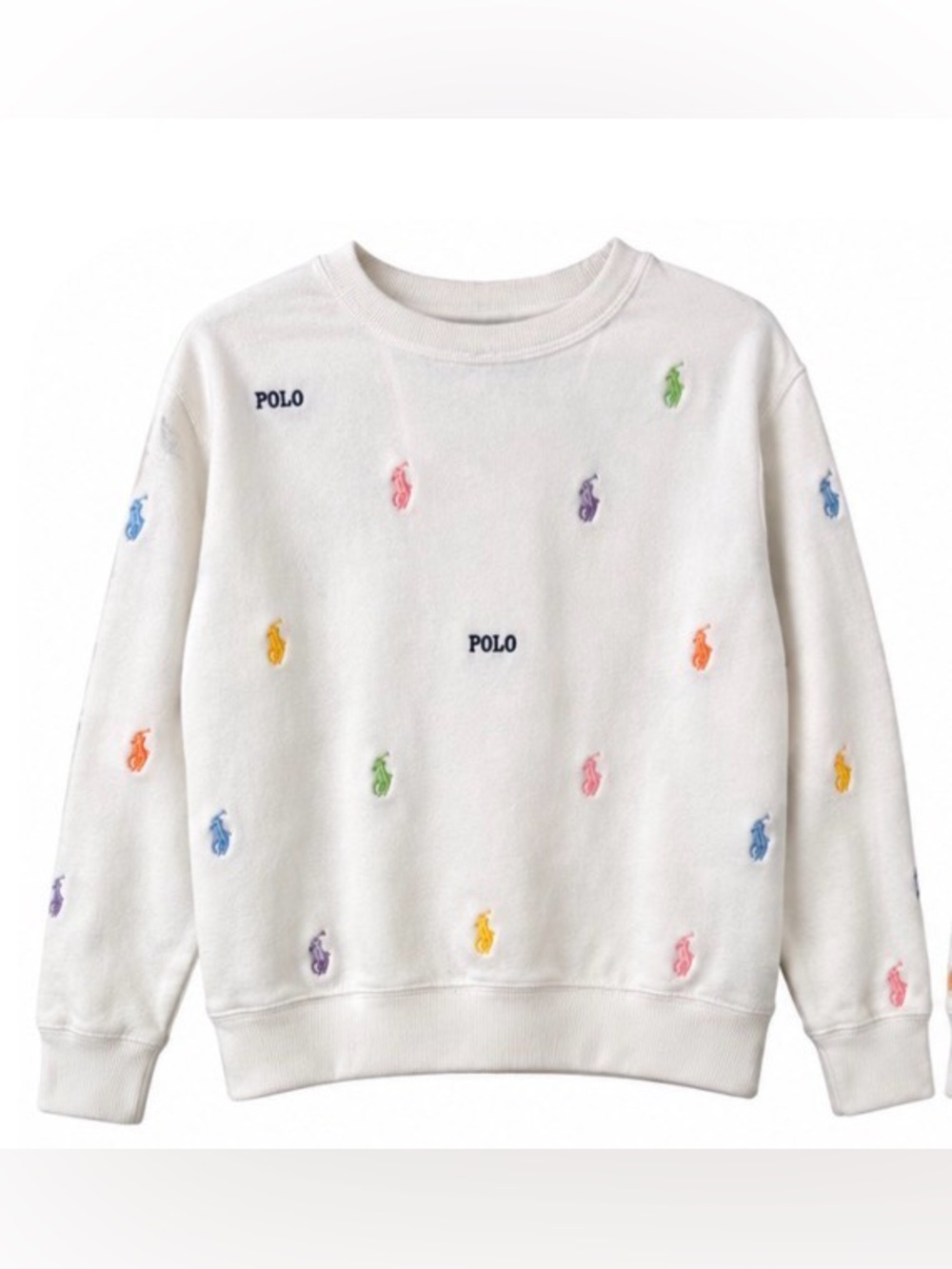 Polo Ralph Lauren Girls Multicolor Pony Logo Crewneck Sweatshirt Medium